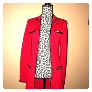 Boston Proper Sweater Jacket with Leather trim